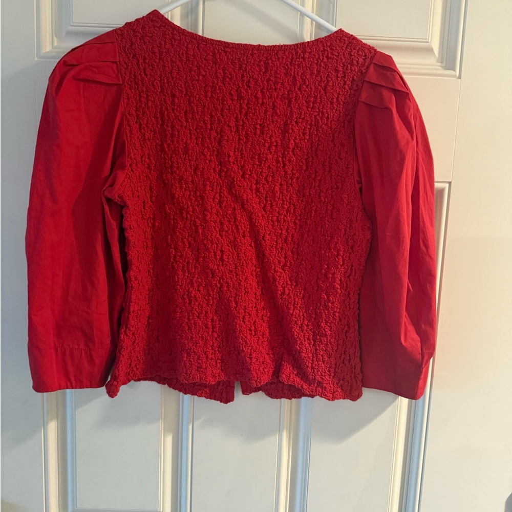 Women's Red Button-Up Top - Picture 3 of 3